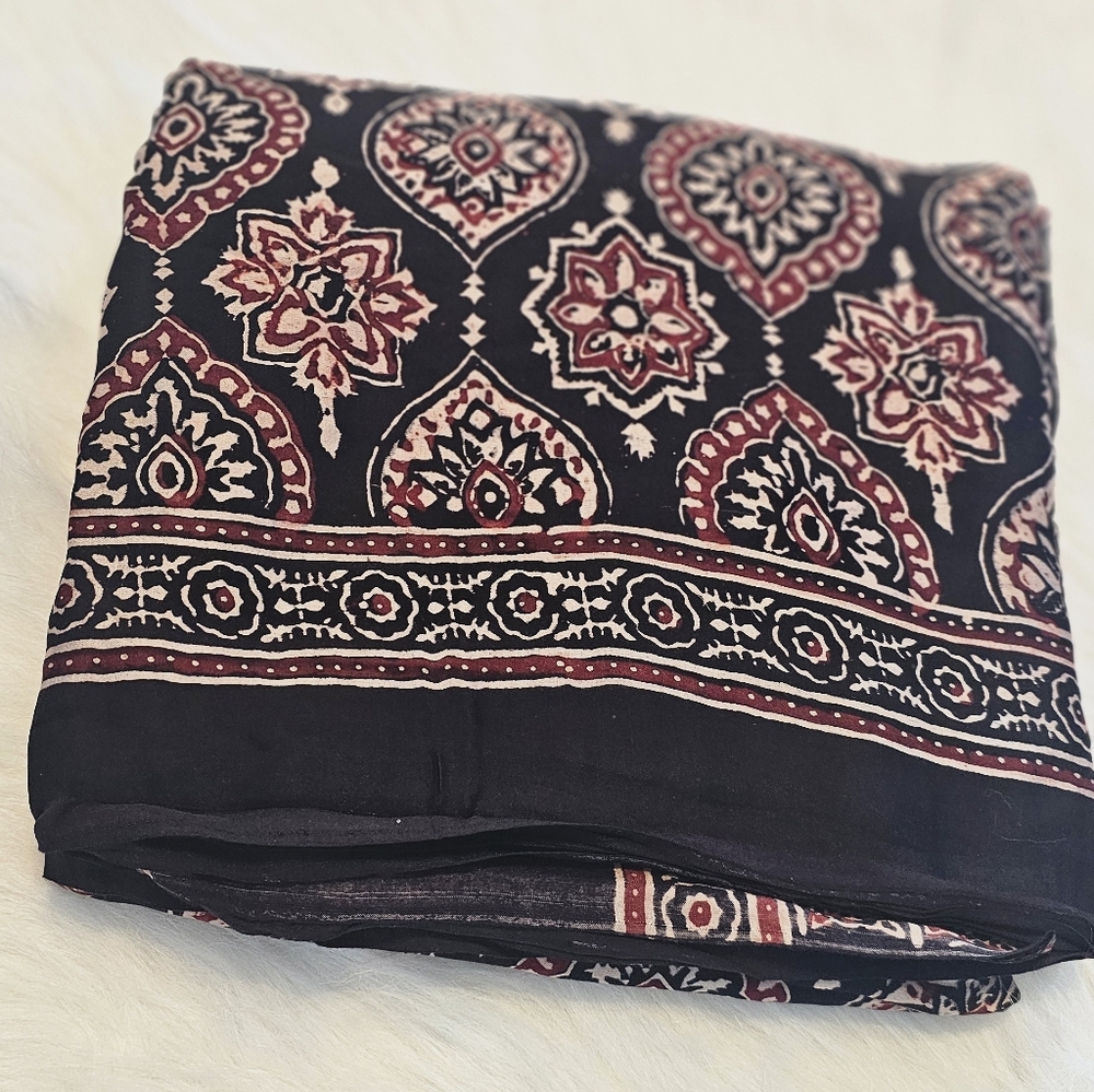 Black Ajrakh Modal Saree